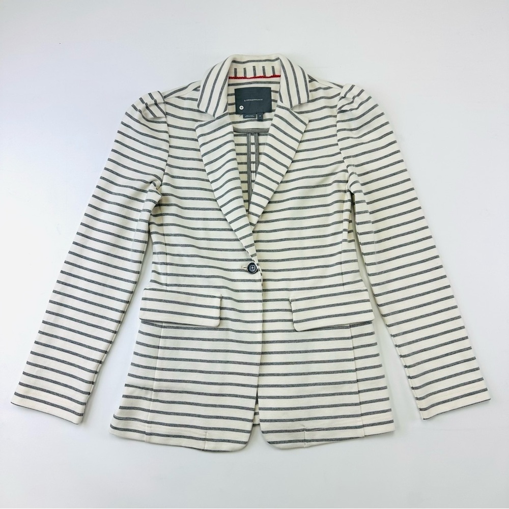 Anthropologie Francoise jersey stripe blazer Gray Ivory Knit Womens XS - Picture 2 of 16